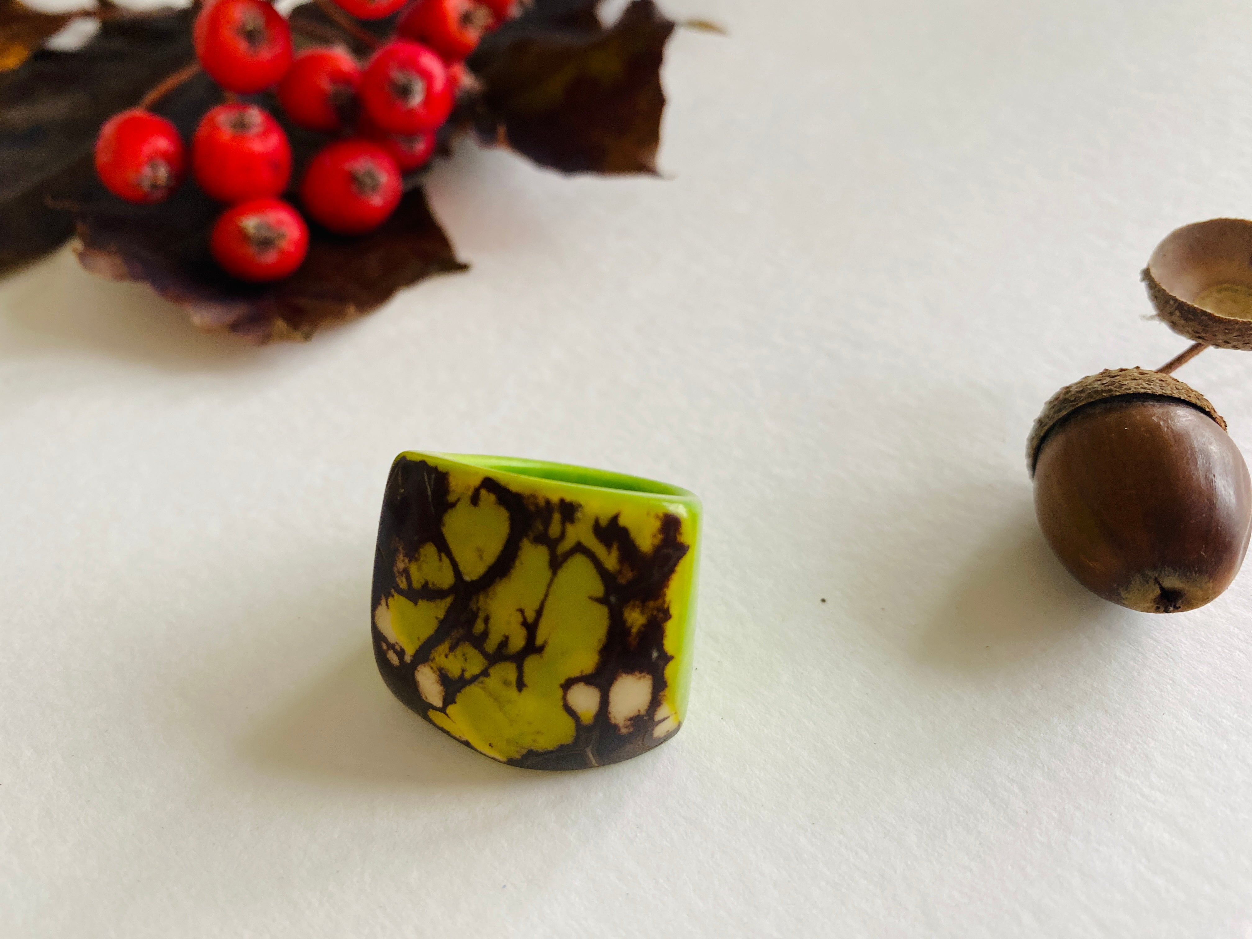 Green Chunky Tagua Ring